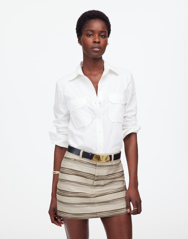 Mini Skirt in Striped Tweed SAFARI KHAKI STRIPE