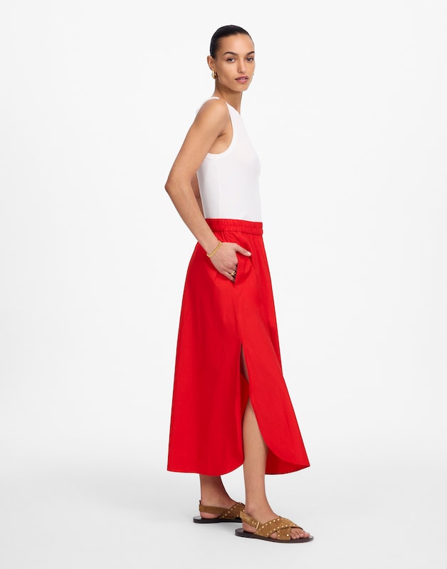 Poplin Midi Skirt CERISE