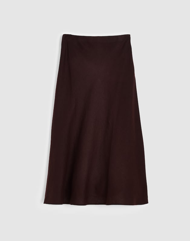 Maxi Slip Skirt in Linen COCOA