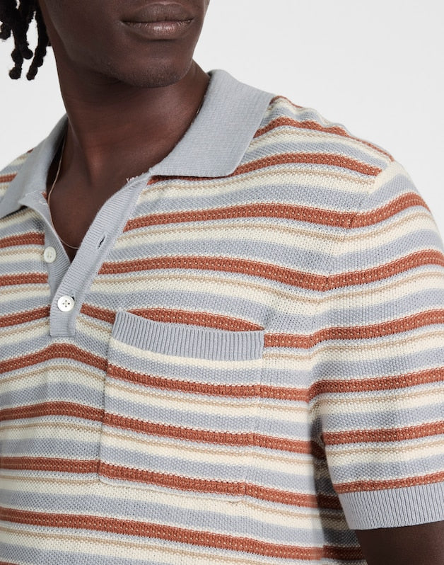 Three-Button Sweater Polo in Cotton-Linen Blend SOLSTICE