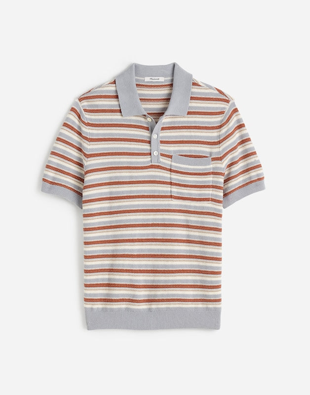 Three-Button Sweater Polo in Cotton-Linen Blend SOLSTICE