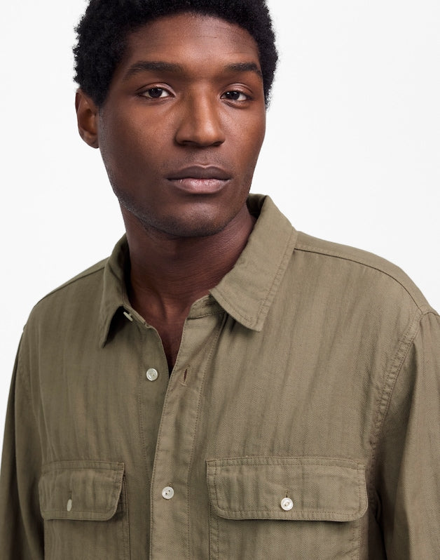 Work Shirt in Cotton-Linen Blend PRESSED SAGE