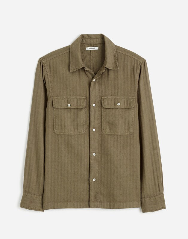 Work Shirt in Cotton-Linen Blend PRESSED SAGE