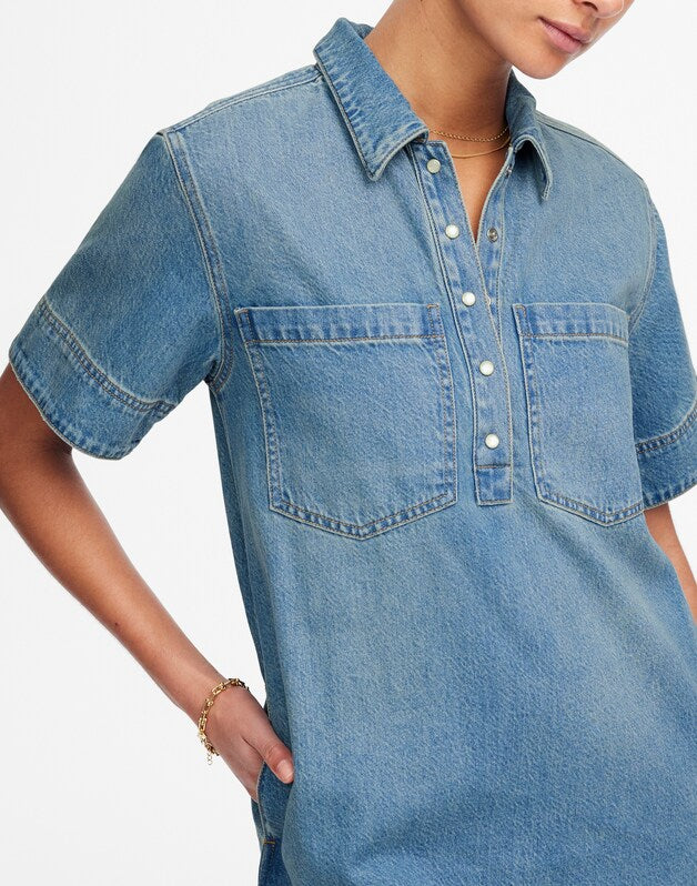 Denim Popover Dress in Robertson Wash ROBERTSON WASH
