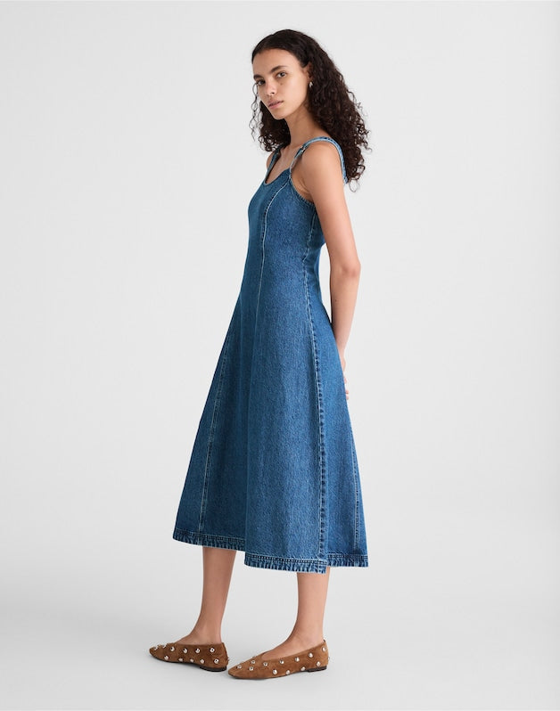 Denim Scoopneck Midi Dress CAMBY WASH