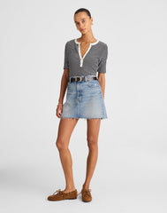 Raw-Hem Denim Mini Skirt in Kelleyville Wash KELLEYVILLE WASH