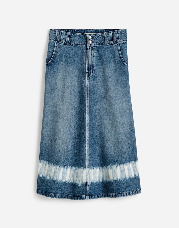 Shibori Denim A-Line Midi Skirt SHIBORI WASH