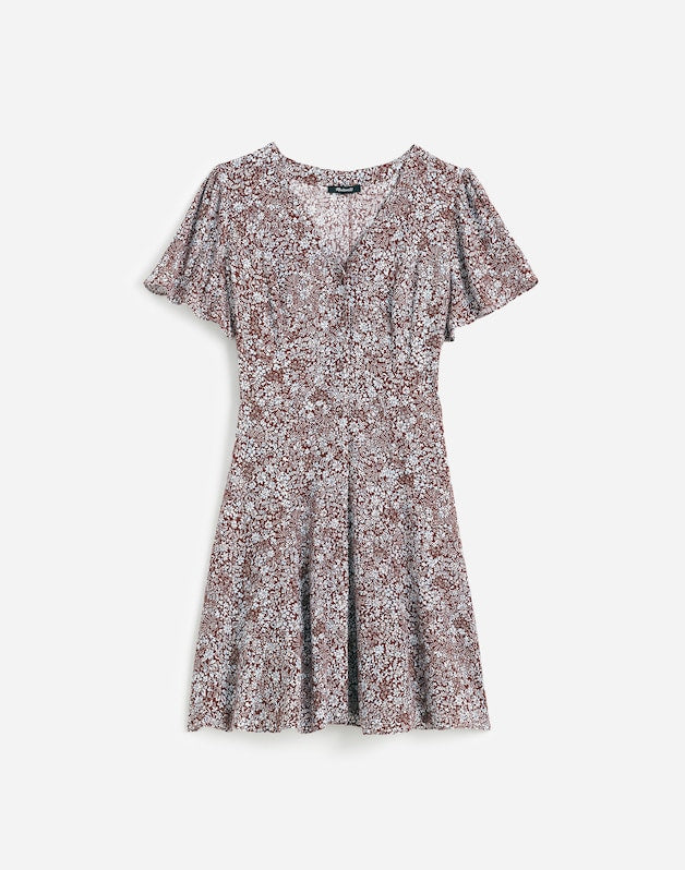 Button-Front Mini Dress in Floral ADELAIDE FLORAL HENNA