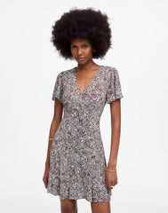 Button-Front Mini Dress in Floral ADELAIDE FLORAL HENNA