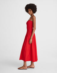 Poplin Smocked Maxi Dress FESTIVAL RED