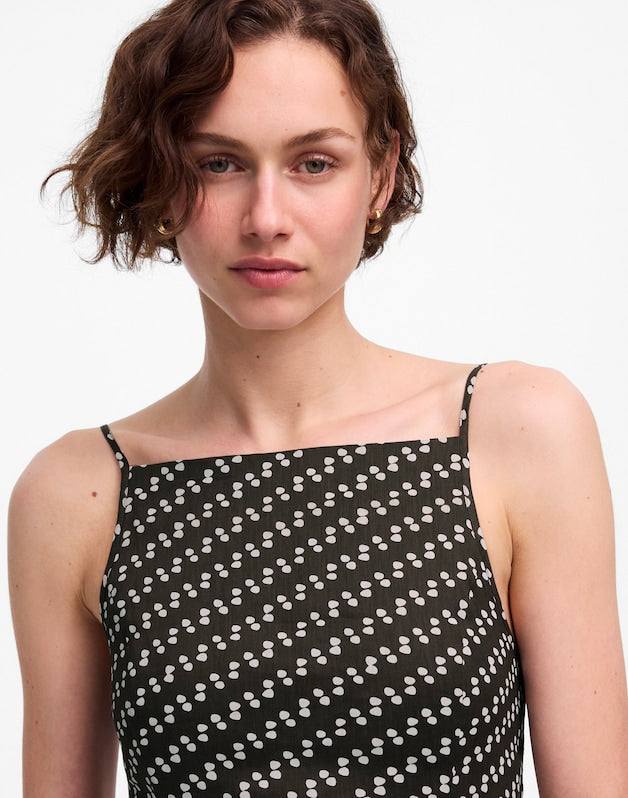 High-Neck Mini Dress in Dot SOFT CHARCOAL