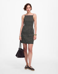 High-Neck Mini Dress in Dot SOFT CHARCOAL