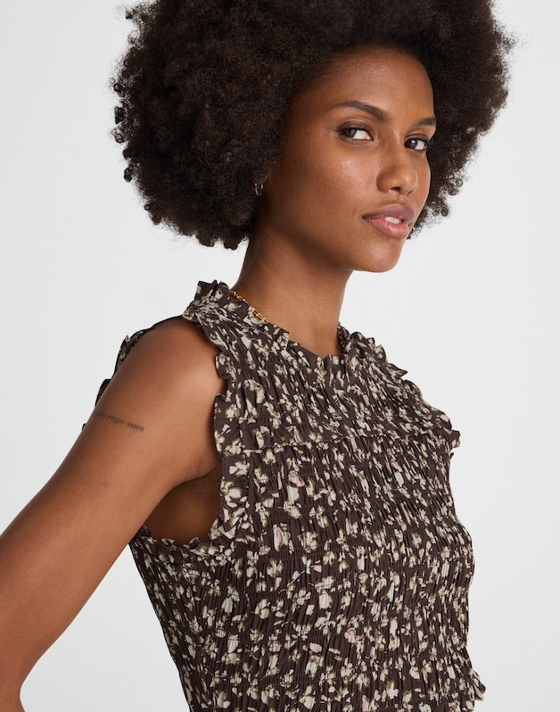 Smocked Sleeveless Midi Dress CARISSA PRINT