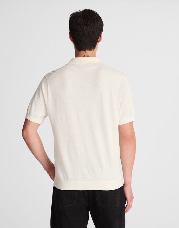 Heathered Three-Button Sweater Polo VINTAGE IVORY
