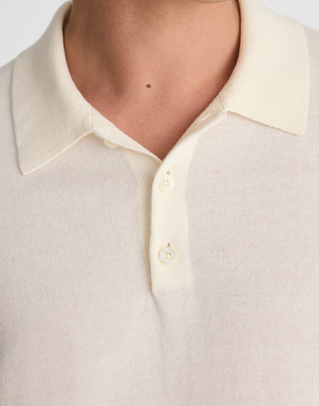 Heathered Three-Button Sweater Polo VINTAGE IVORY