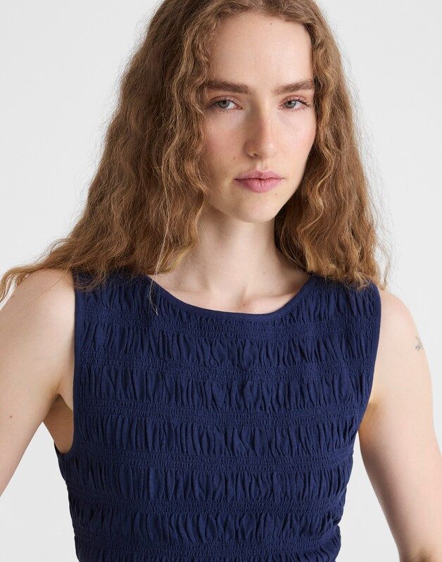 Smocked Boatneck Tank CLASSIC INDIGO