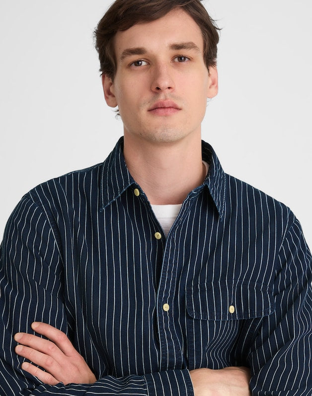 Indigo-Dyed Stripe Work Shirt INDIGO STRIPE