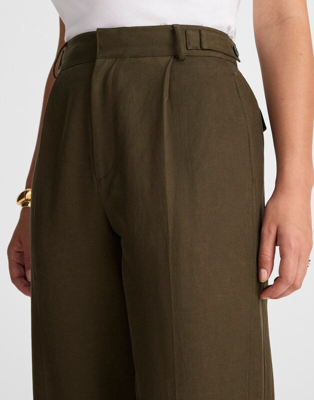 High-Rise Barrel-Leg Pants BURNISHED OLIVE