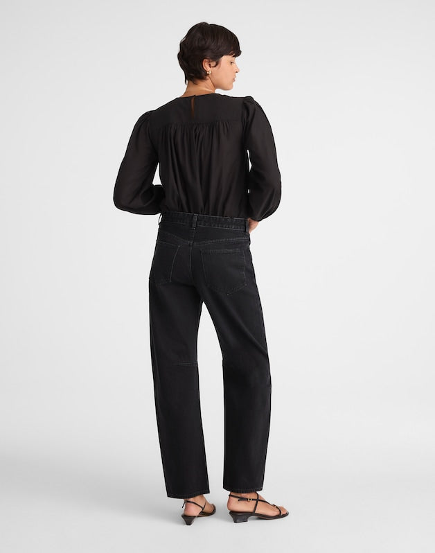 The Petite Darted Barrel-Leg Jean WASHED BLACK