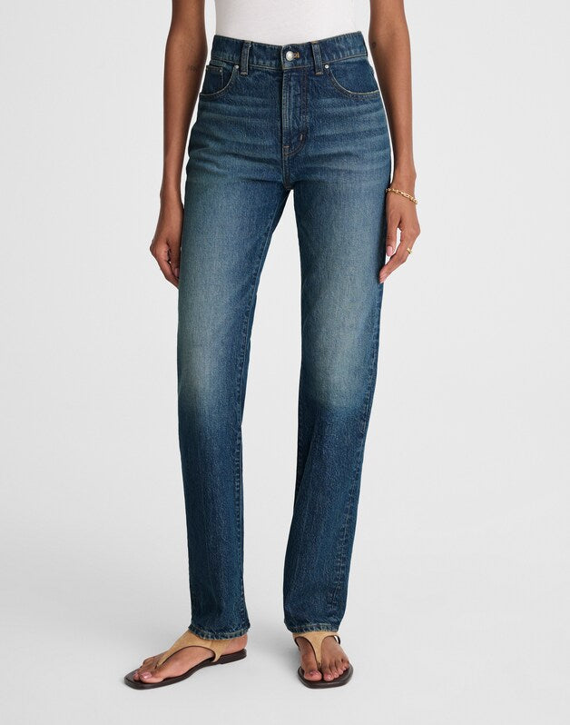The Petite Longline Straight Jean in Greendale Wash GREENDALE WASH