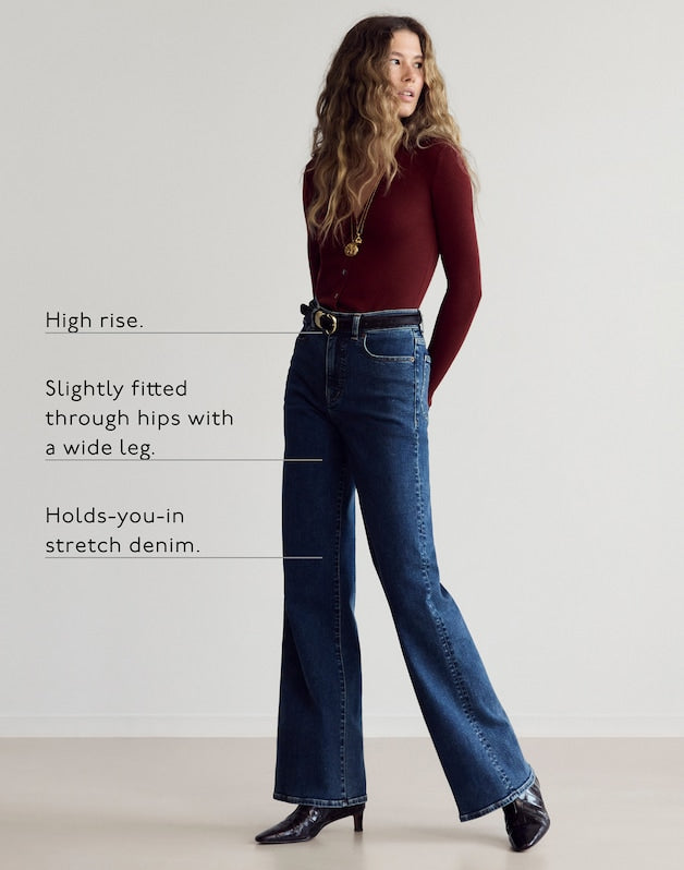 The Petite Wide-Leg Jean in Super Stretch Denim BLACK FROST