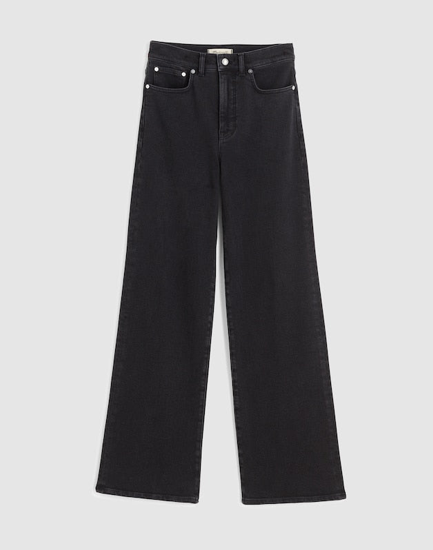 The Wide-Leg Jean in Super Stretch Denim BLACK FROST