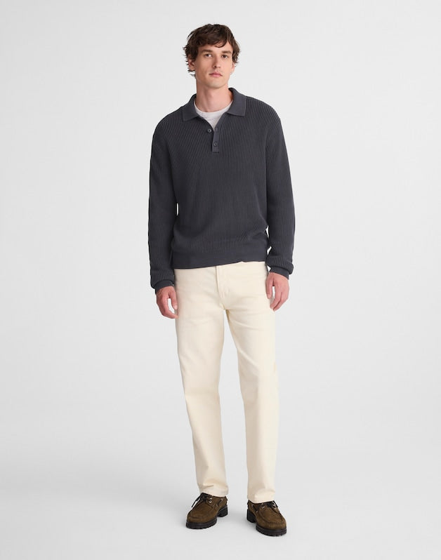 Cotton Shaker-Stitch Polo OBSIDIAN BLUE