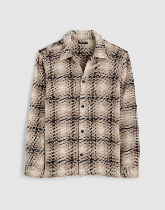 Twill Shirt-Jacket in Broken Plaid GREY