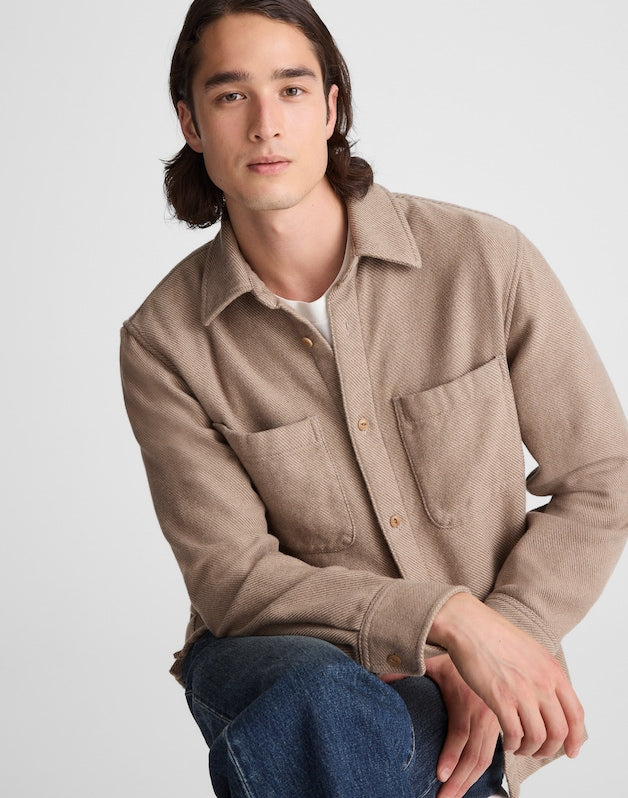 Midweight Flannel Button-Up Shirt LIGHT BROWN