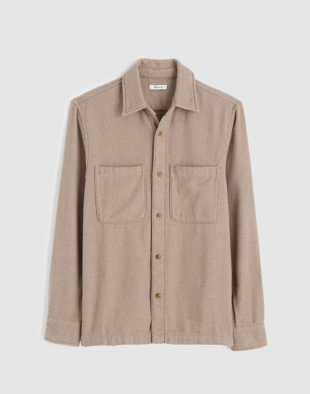 Midweight Flannel Button-Up Shirt LIGHT BROWN