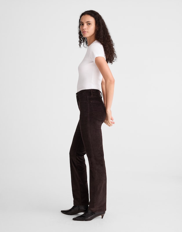 The Petite Longline Straight Pant in Corduroy BLACK WALNUT