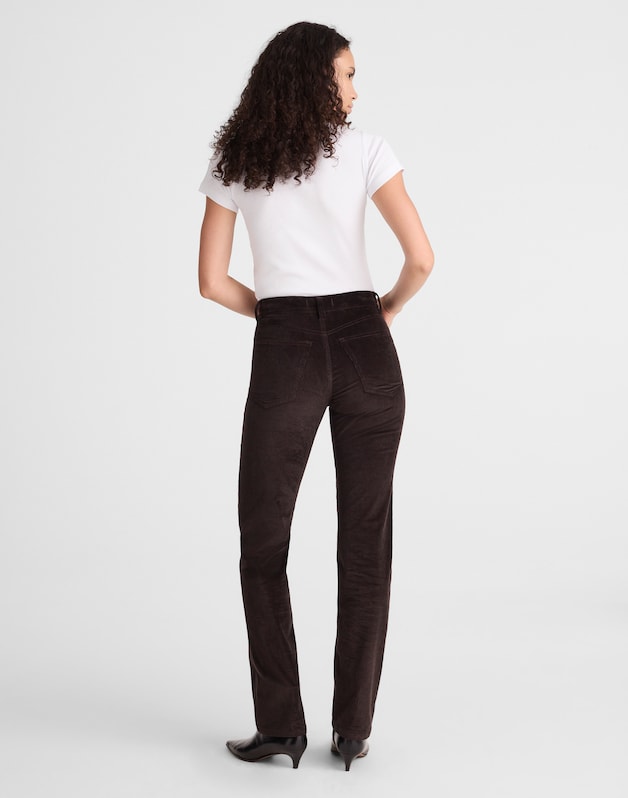 The Petite Longline Straight Pant in Corduroy BLACK WALNUT