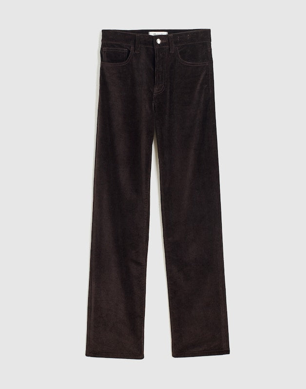 The Petite Longline Straight Pant in Corduroy BLACK WALNUT