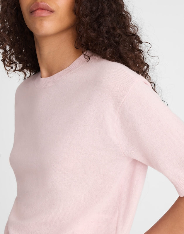 Relaxed Sweater Tee in 100% Cashmere PALE PINK