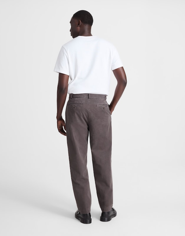 Pleated Twill Trousers SOFT CHARCOAL