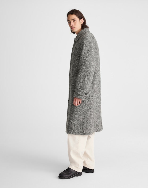 Balmacaan Overcoat in Italian Tweed BLACK MULTI