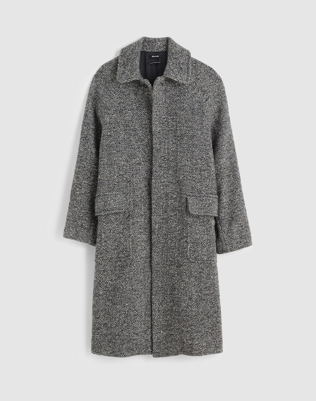 Balmacaan Overcoat in Italian Tweed BLACK MULTI