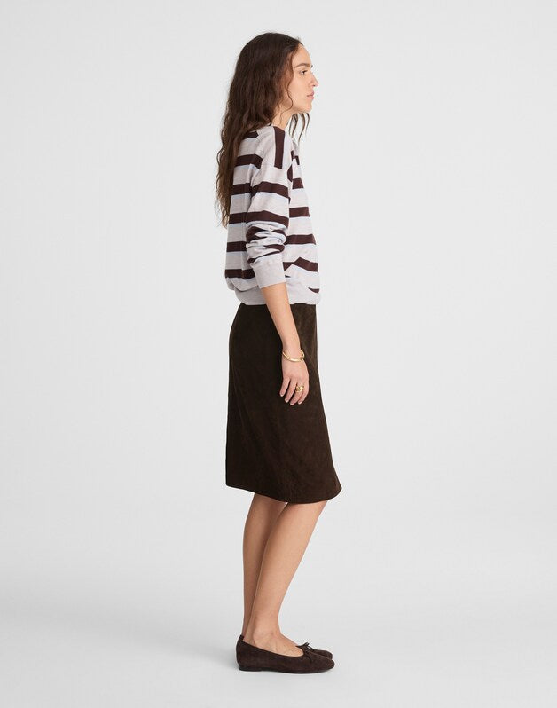 Suede Column Skirt DARK CAROB