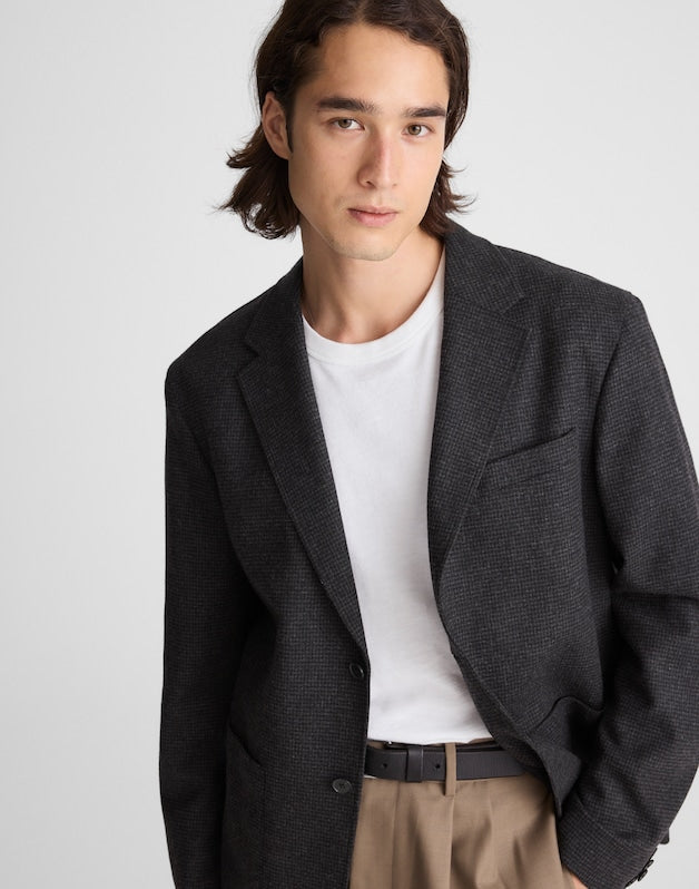 Unstructured Houndstooth Blazer CHARCOAL