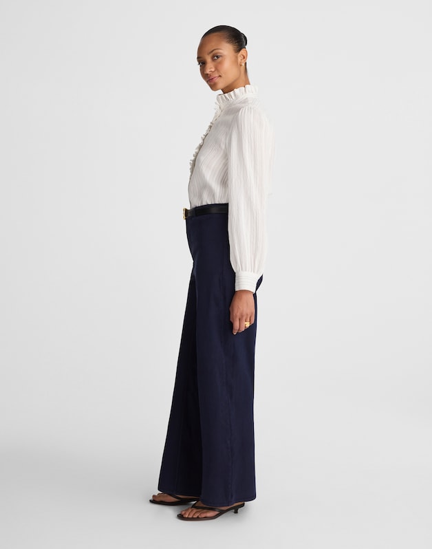 The Curvy Wide-Leg Pant in Garment-Dyed Twill MIDNIGHT NAVY