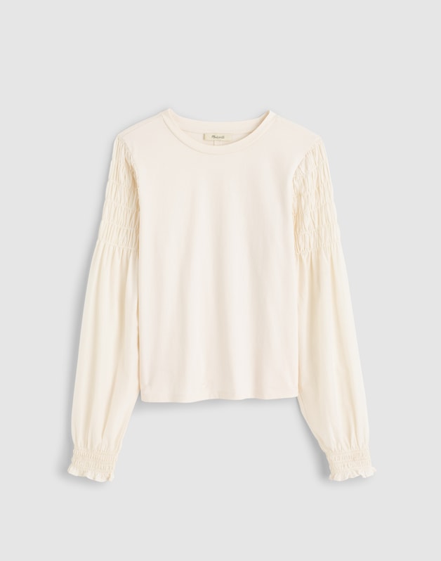 Smocked Long-Sleeve Tee VINTAGE IVORY