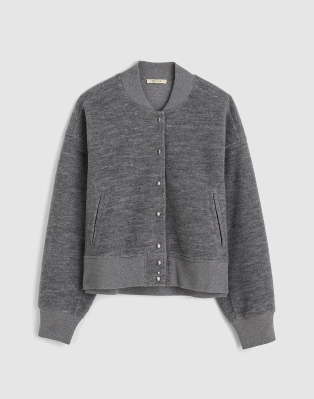 Double-Faced Knit Bomber Jacket HTHR CHARCOAL