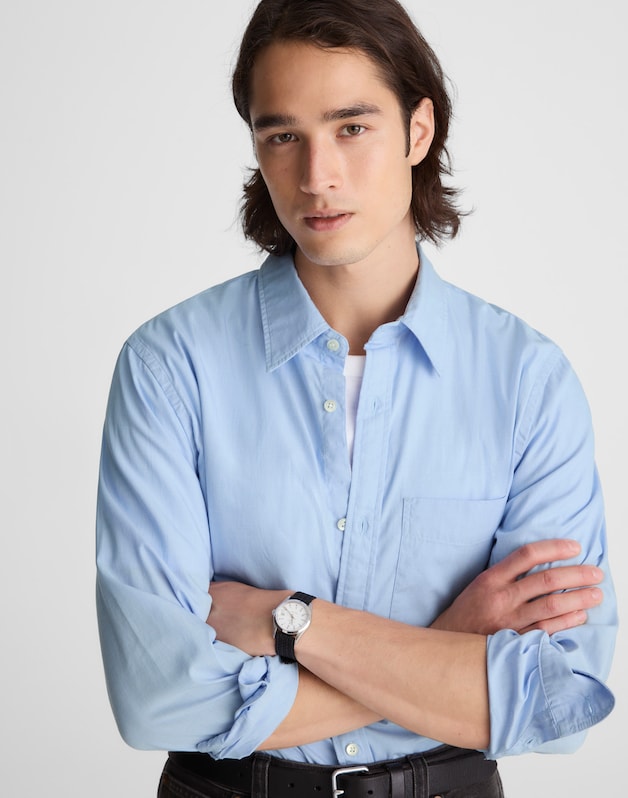 Cotton Poplin Button-Up Shirt FRENCH BLUE