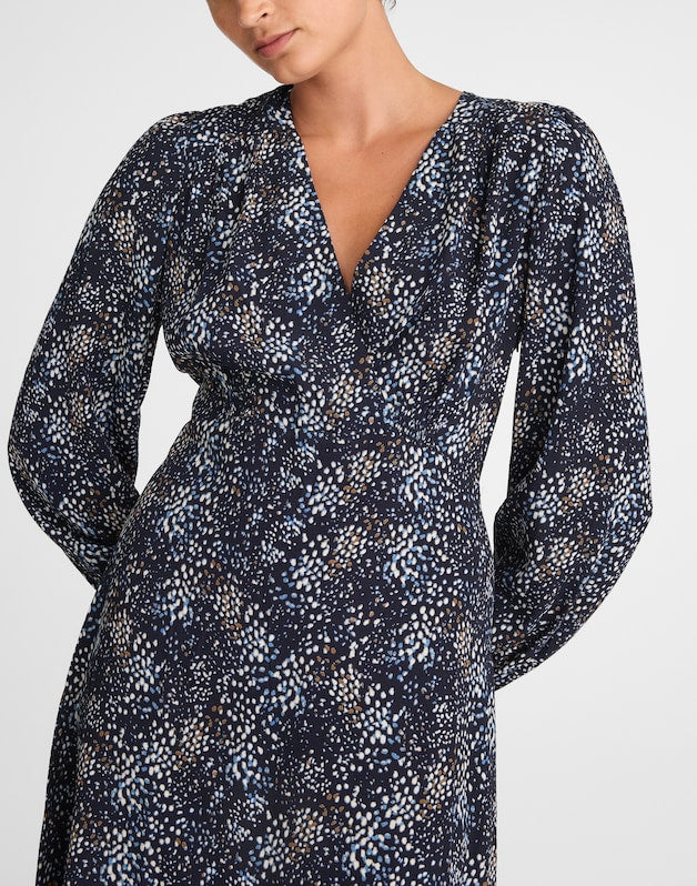 Faux-Wrap Midi Dress in Floral SABRINA DOTS NAVY MULTI