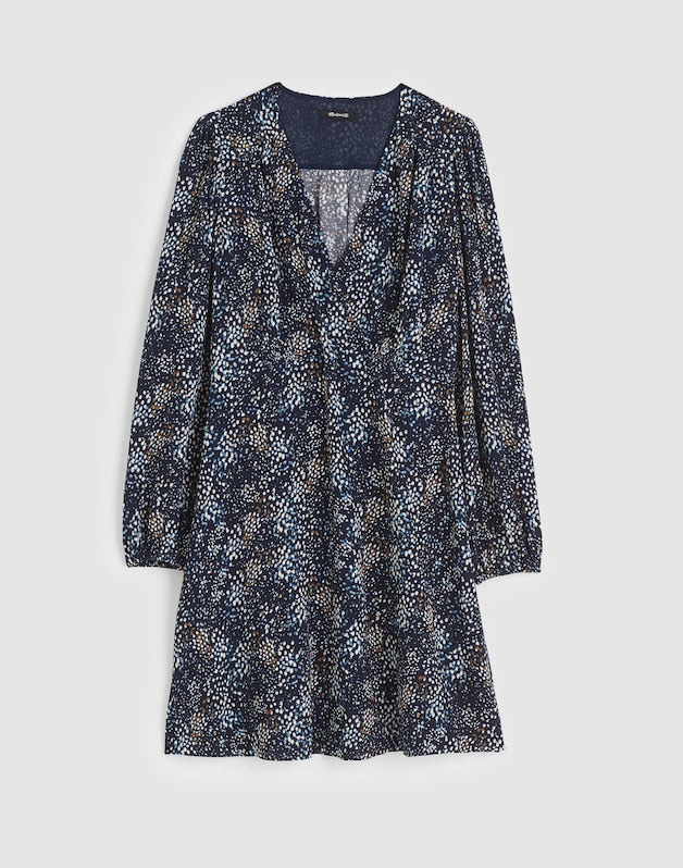 Faux-Wrap Midi Dress in Floral SABRINA DOTS NAVY MULTI
