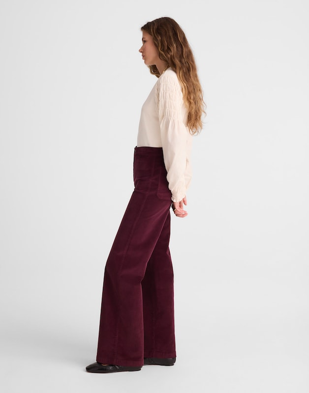 The Petite Wide-Leg Pant in Corduroy DARK POMEGRANATE