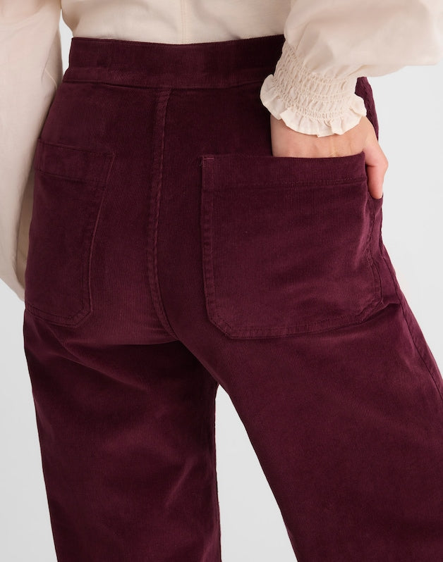 The Petite Wide-Leg Pant in Corduroy DARK POMEGRANATE