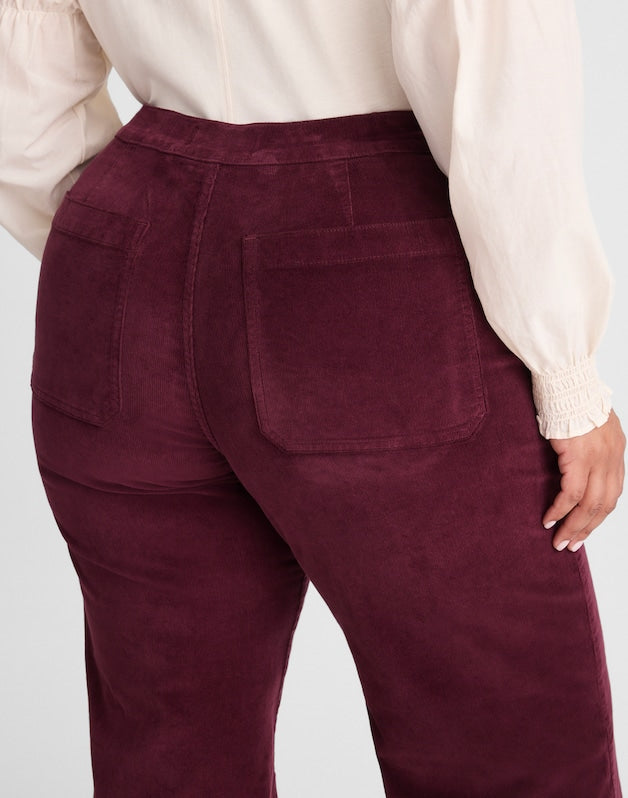 The Plus Wide-Leg Pant in Corduroy DARK POMEGRANATE