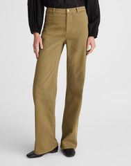 The Petite Wide-Leg Pant in Garment-Dyed Twill GREEN KHAKI