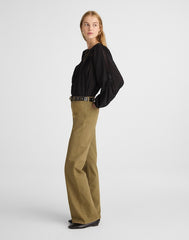 The Petite Wide-Leg Pant in Garment-Dyed Twill GREEN KHAKI